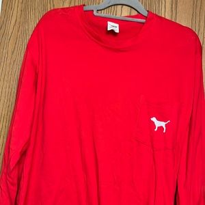 Pink long sleeve red shirt